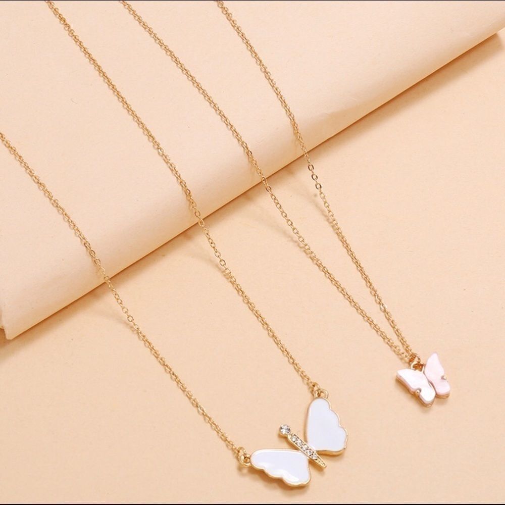 Necklace double layered Zinc alloy Butterfly